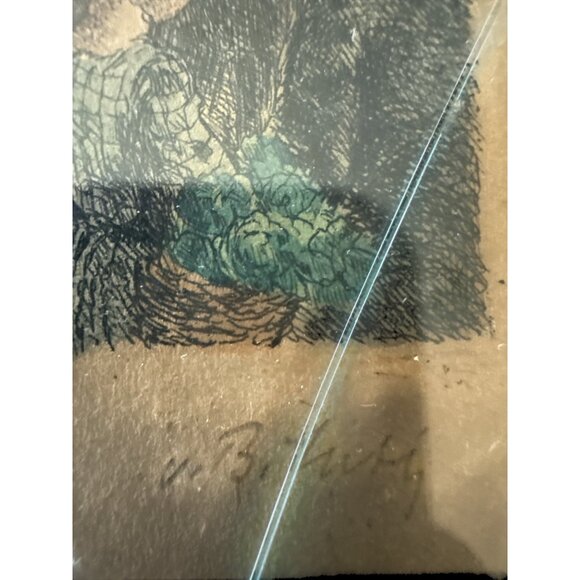 Vintage Etching Frankfurt Germanys Mainfest Scene August 2 Signed Artist Unknown - Picture 3 of 6